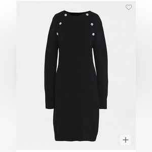 NWT J. Crew Jewel-shoulder BLACK sweater-dress MEDIUM